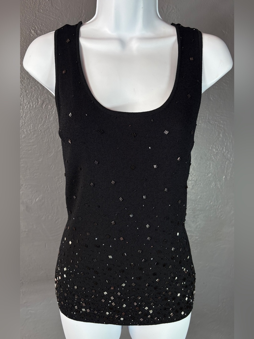 GARDY Vintage Embellished Black Knit Tank Size S